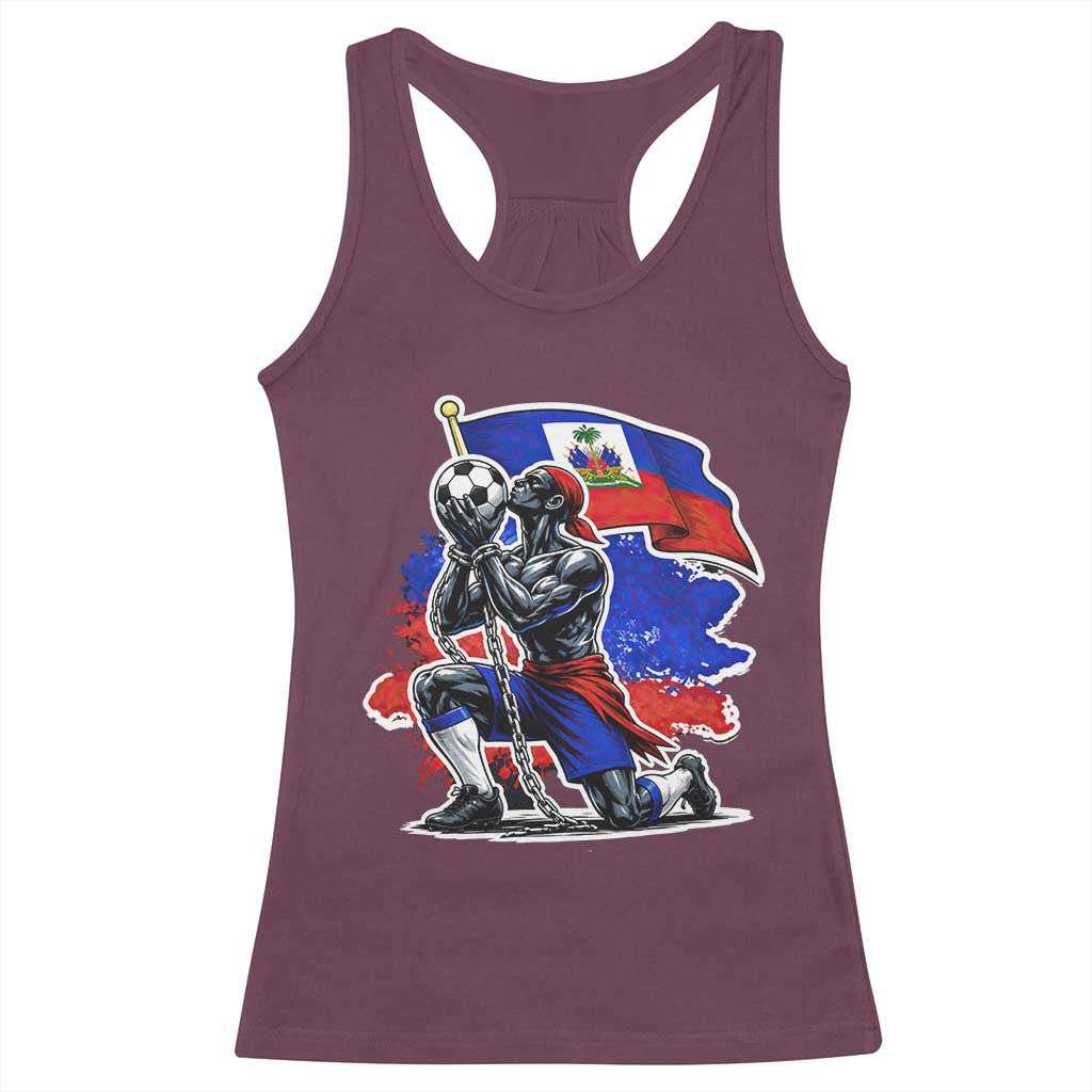 Proud Haiti Soccer Fan Racerback Tank Top Ayiti Heritage Pride