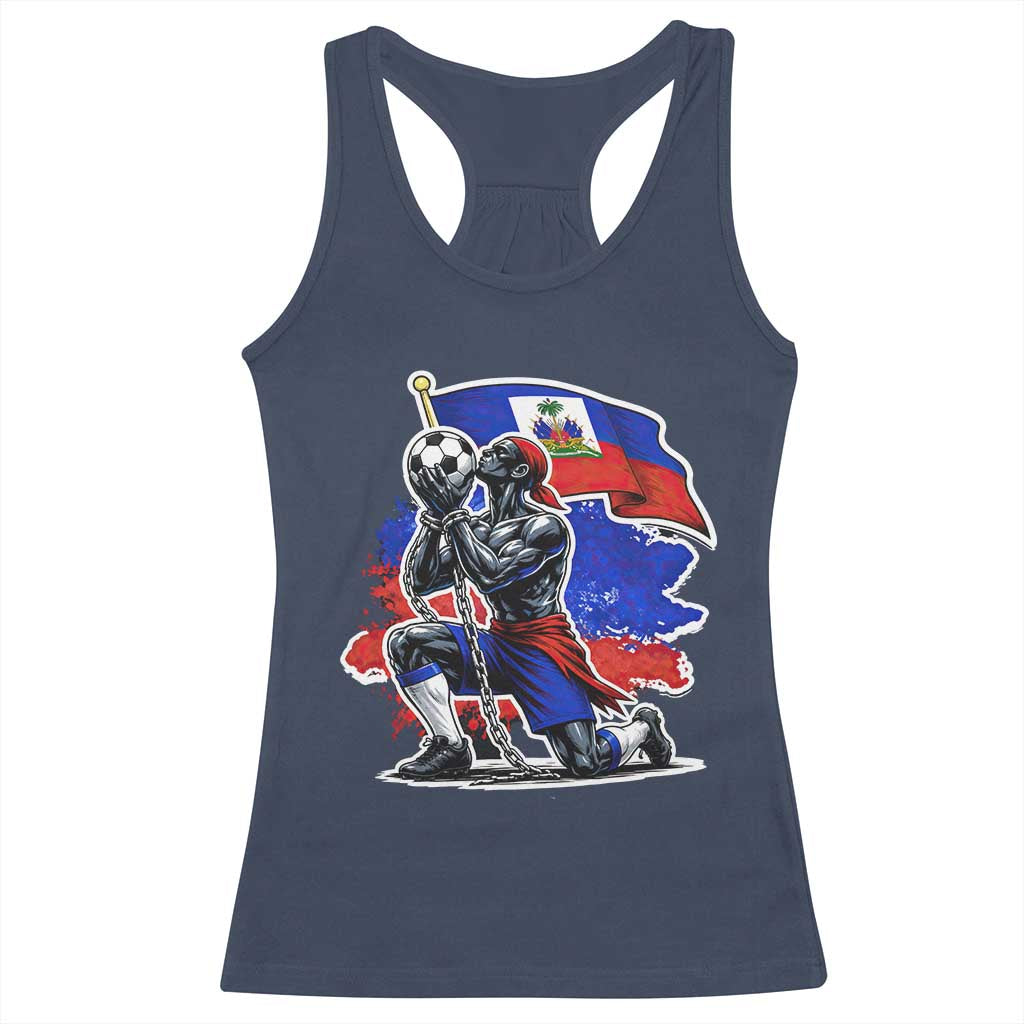 Proud Haiti Soccer Fan Racerback Tank Top Ayiti Heritage Pride