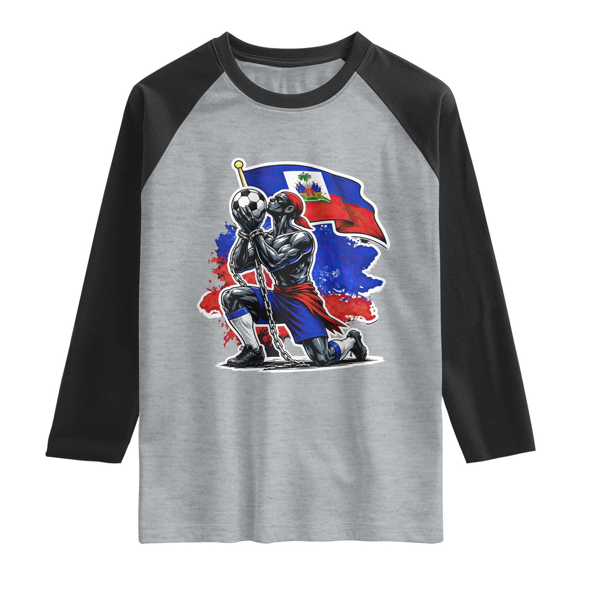 Proud Haiti Soccer Fan Raglan Shirt Ayiti Heritage Pride