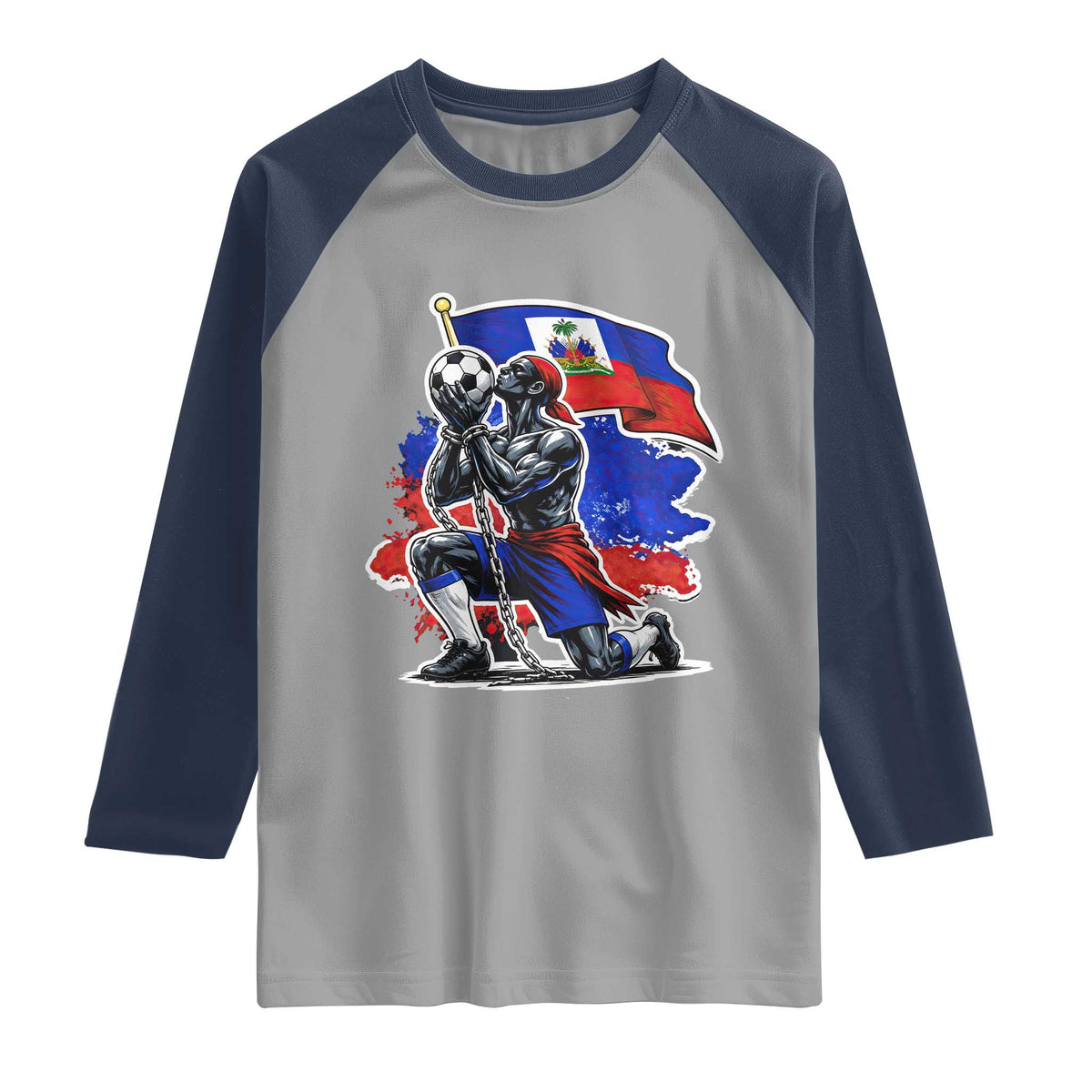 Proud Haiti Soccer Fan Raglan Shirt Ayiti Heritage Pride