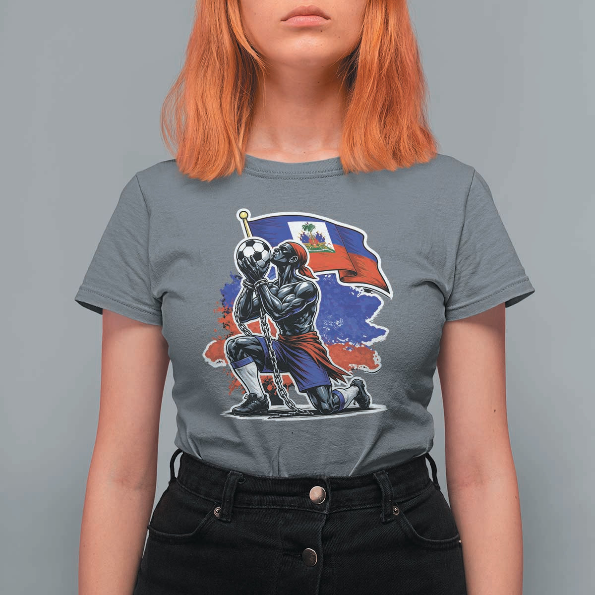 Proud Haiti Soccer Fan T Shirt For Women Ayiti Heritage Pride