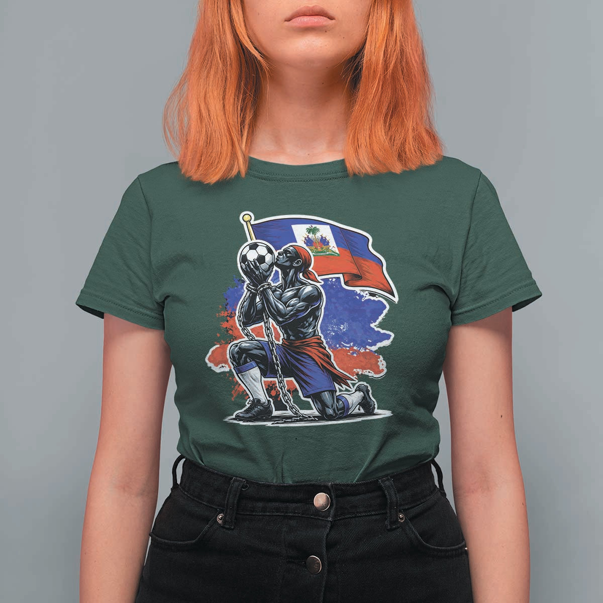 Proud Haiti Soccer Fan T Shirt For Women Ayiti Heritage Pride