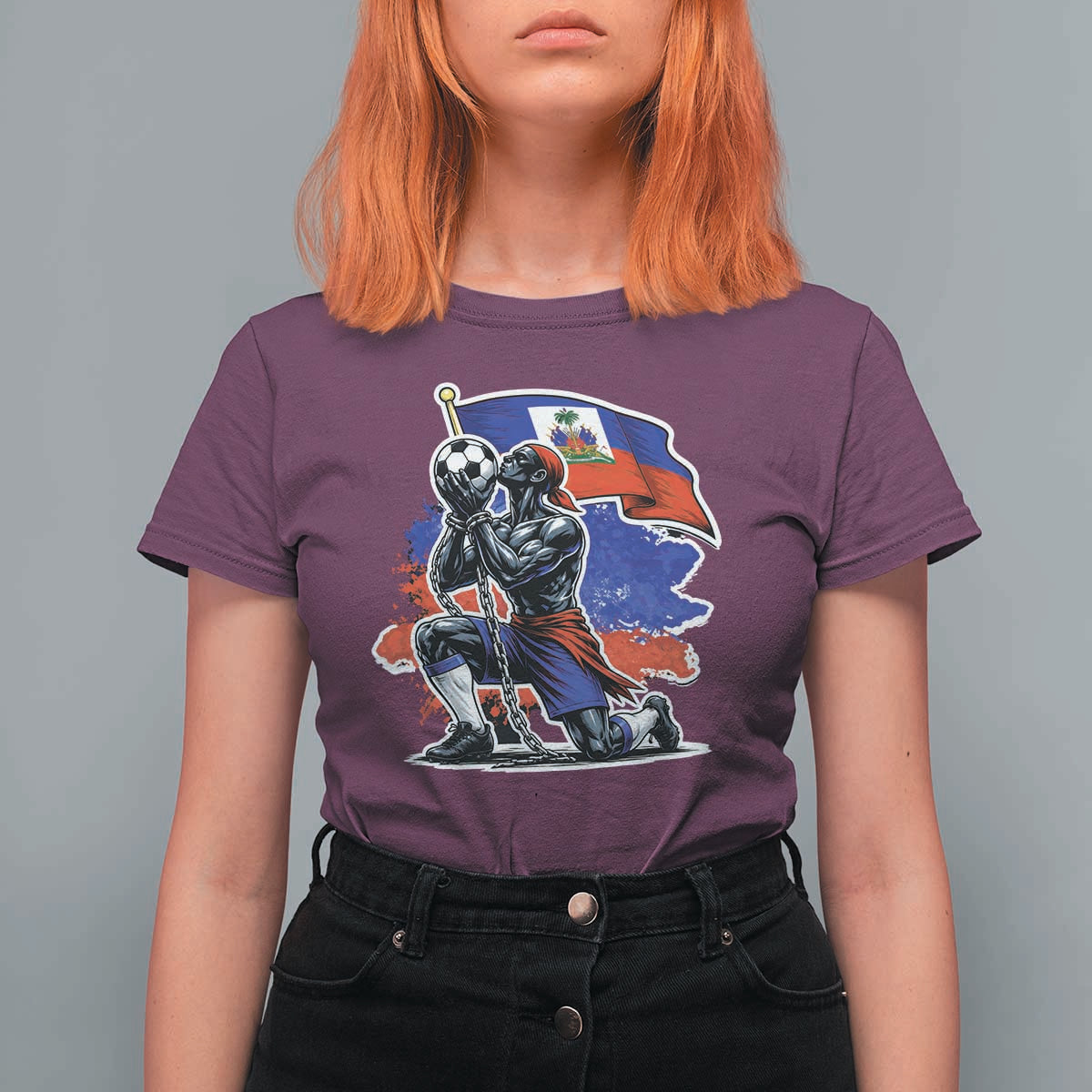 Proud Haiti Soccer Fan T Shirt For Women Ayiti Heritage Pride