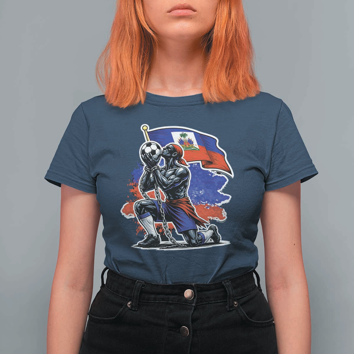 Proud Haiti Soccer Fan T Shirt For Women Ayiti Heritage Pride