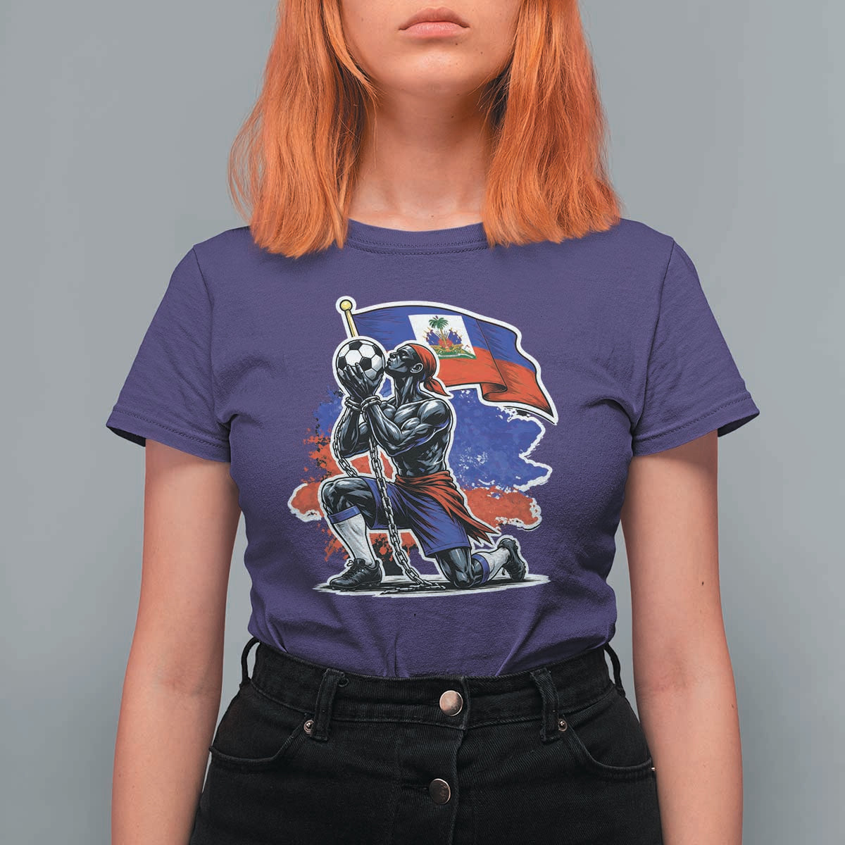 Proud Haiti Soccer Fan T Shirt For Women Ayiti Heritage Pride