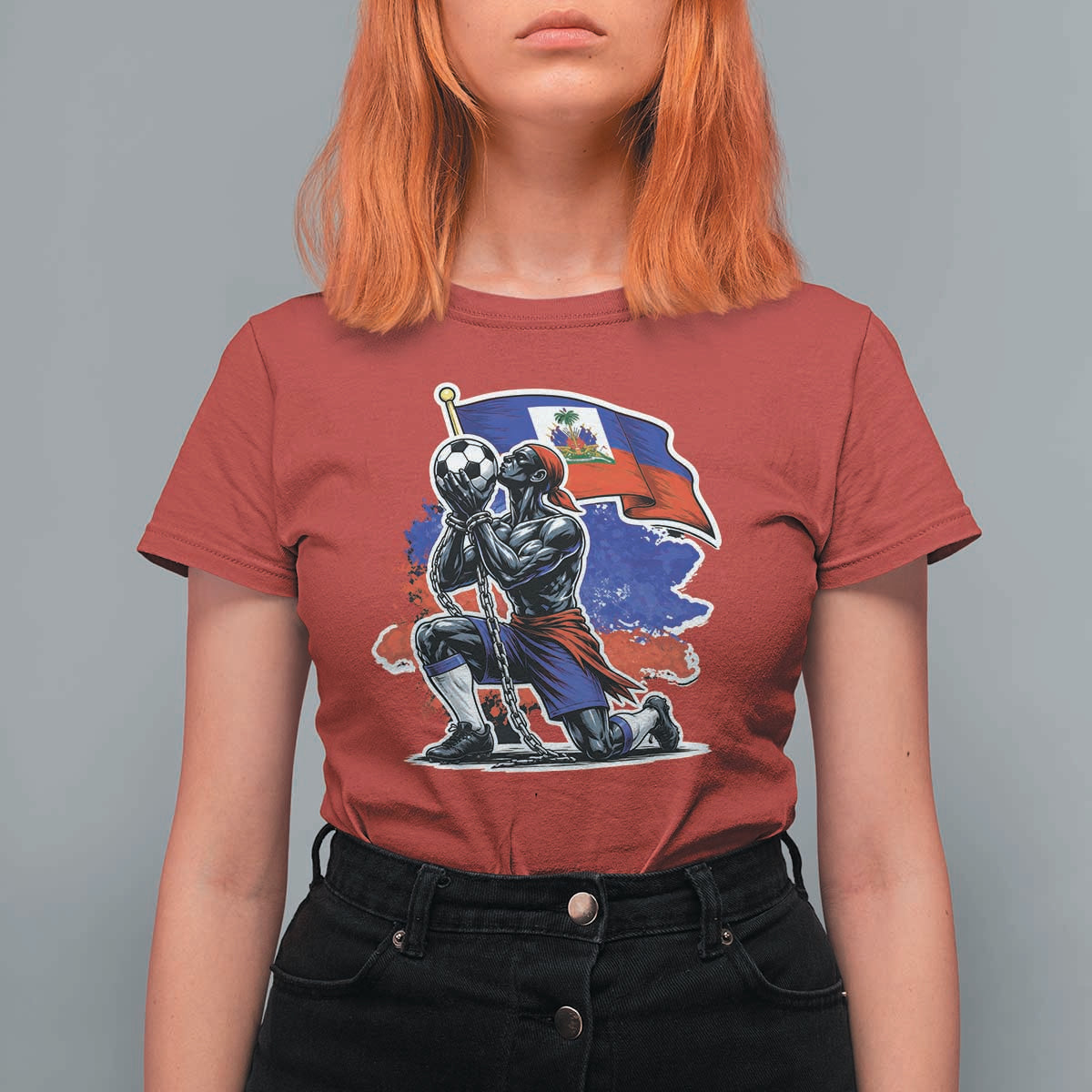 Proud Haiti Soccer Fan T Shirt For Women Ayiti Heritage Pride