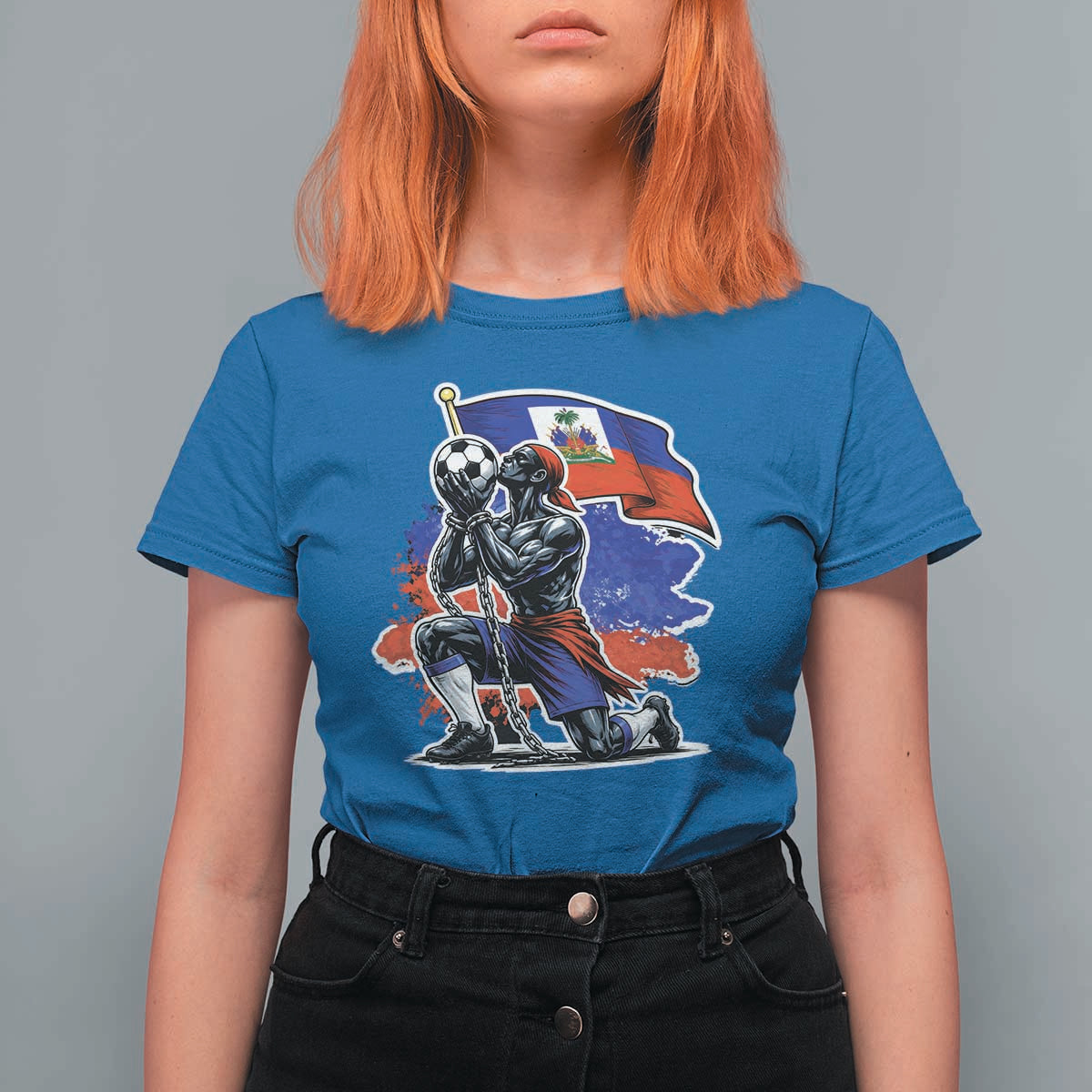 Proud Haiti Soccer Fan T Shirt For Women Ayiti Heritage Pride