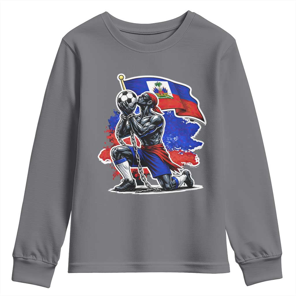 Proud Haiti Soccer Fan Youth Sweatshirt Ayiti Heritage Pride