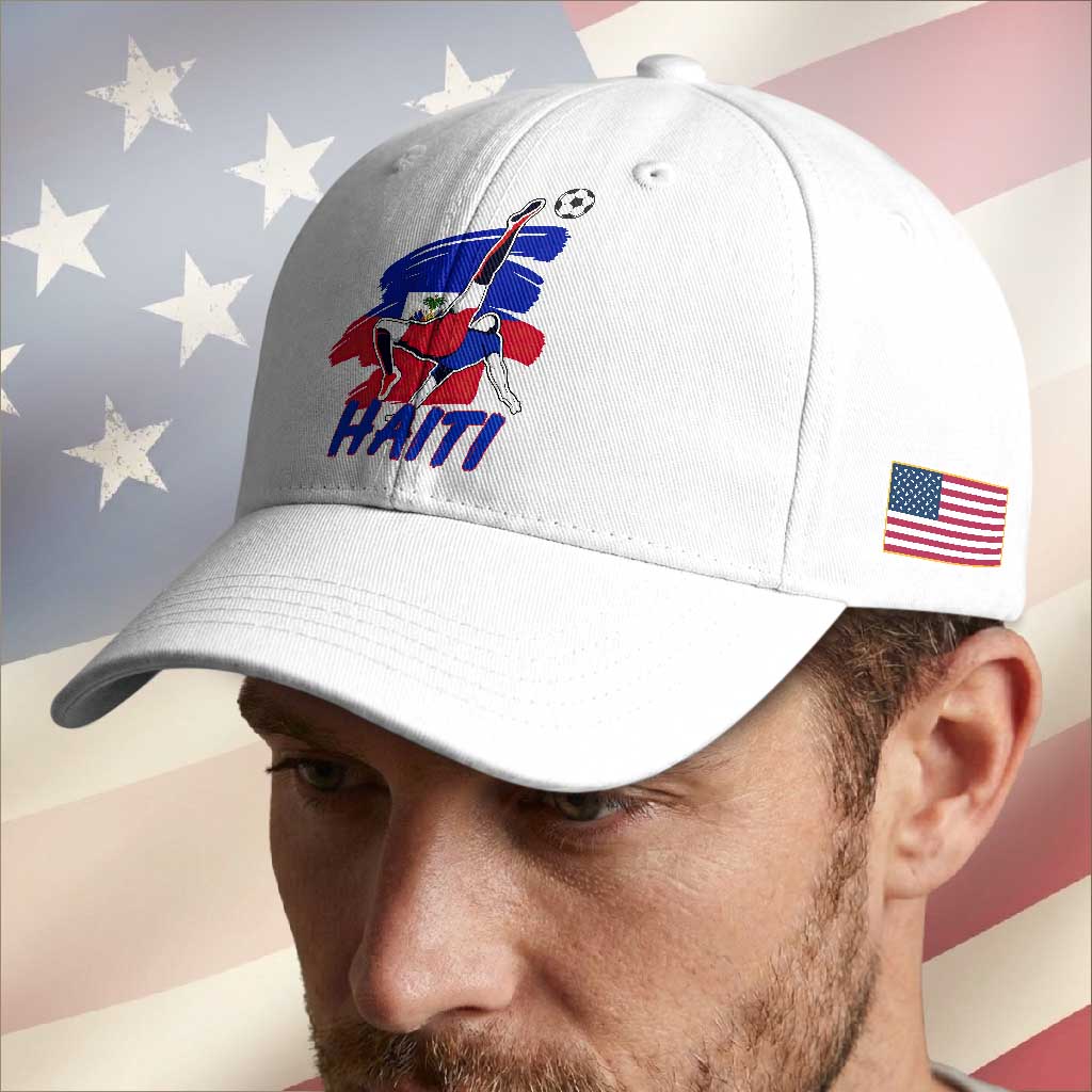 Caribbean Soccer Lover Gift Baseball Cap Haitian Heritage Pride