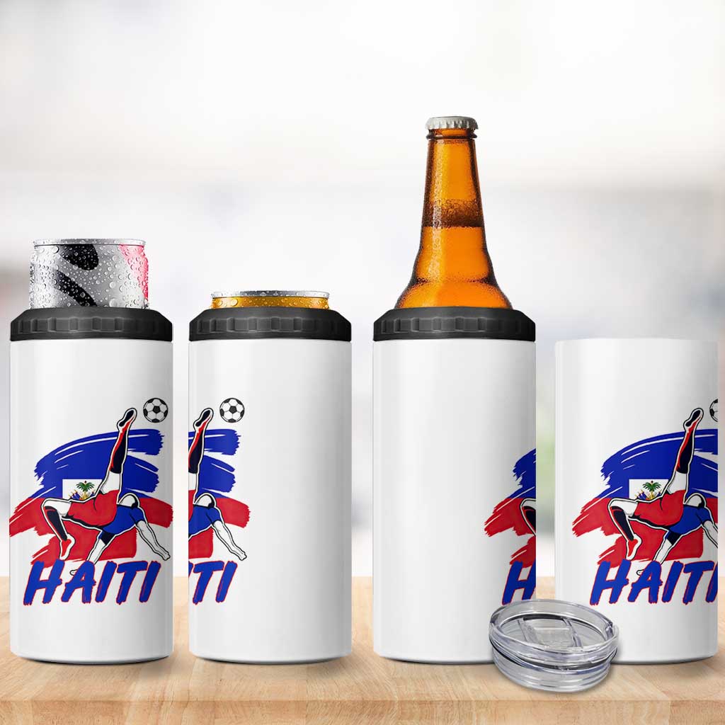Caribbean Soccer Lover Gift 4 in 1 Can Cooler Tumbler Haitian Heritage Pride