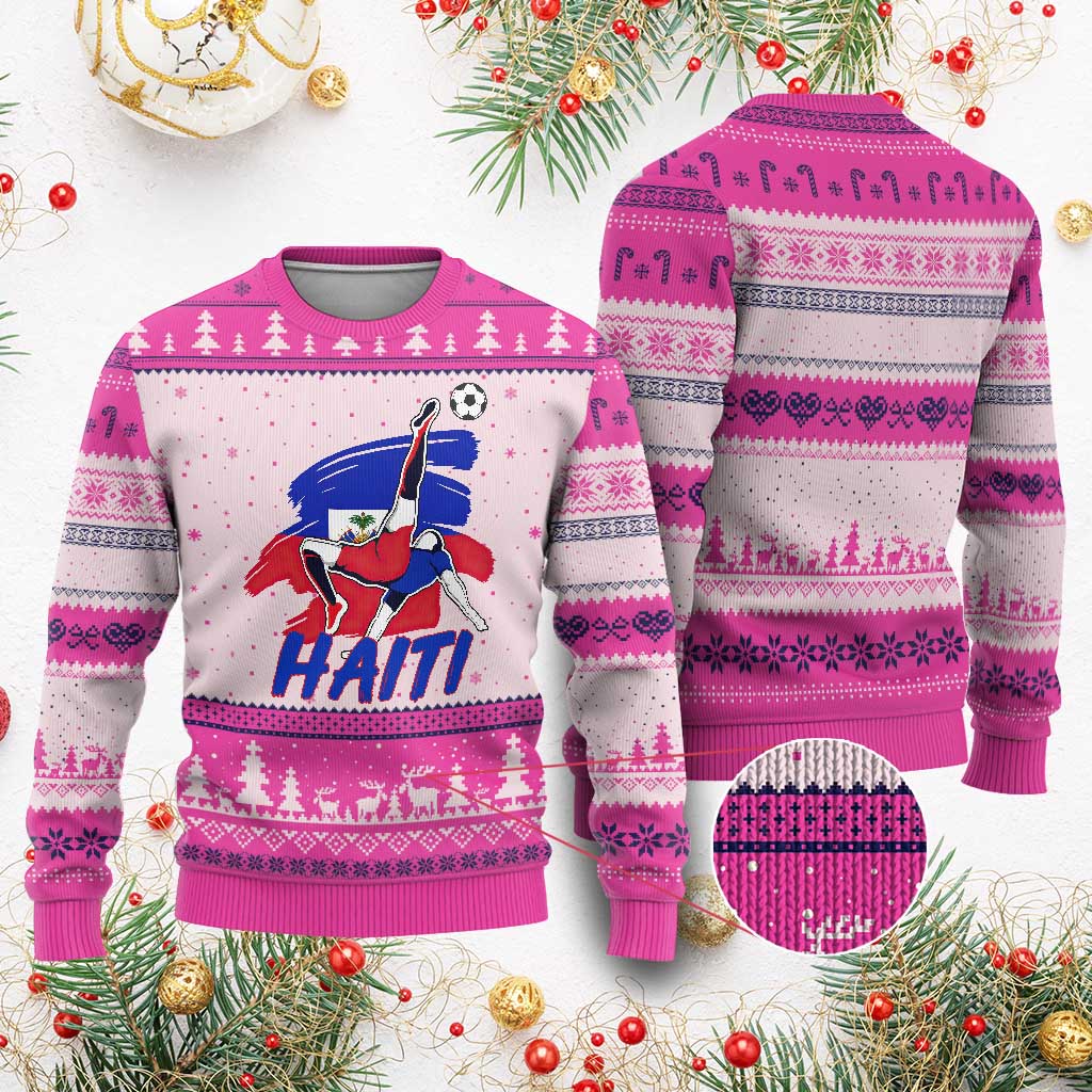 Caribbean Soccer Lover Gift Ugly Christmas Sweater Haitian Heritage Pride