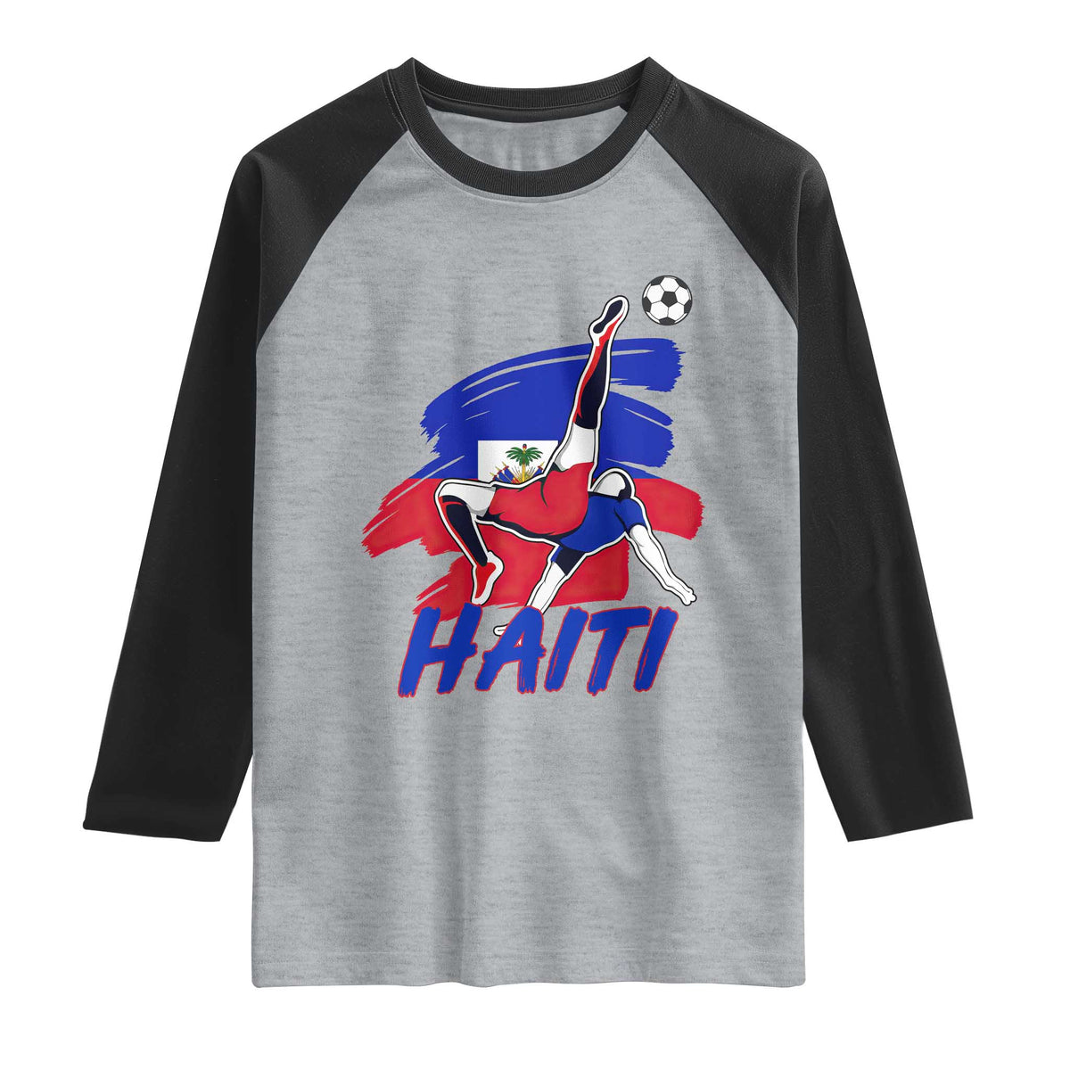 Caribbean Soccer Lover Gift Raglan Shirt Haitian Heritage Pride