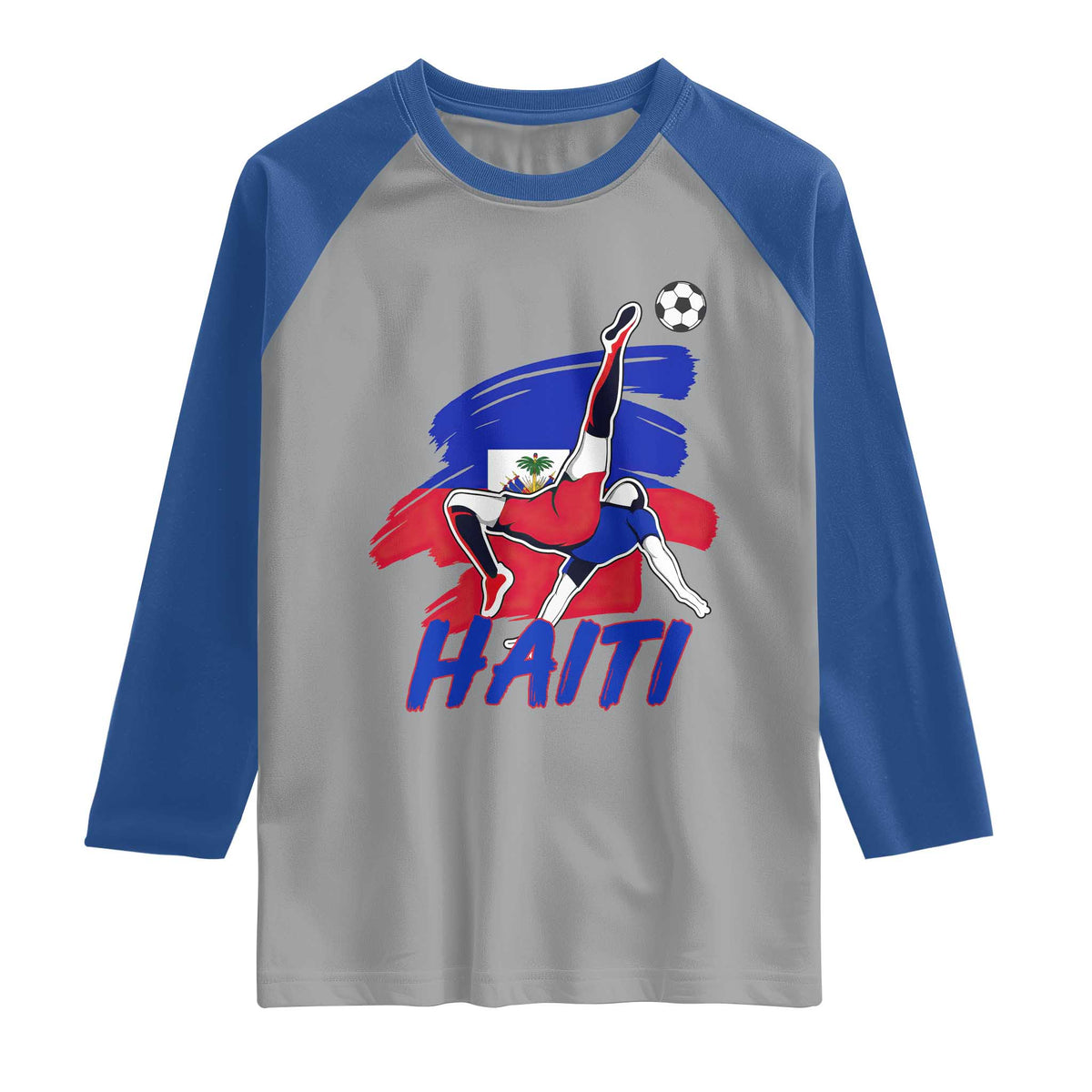 Caribbean Soccer Lover Gift Raglan Shirt Haitian Heritage Pride