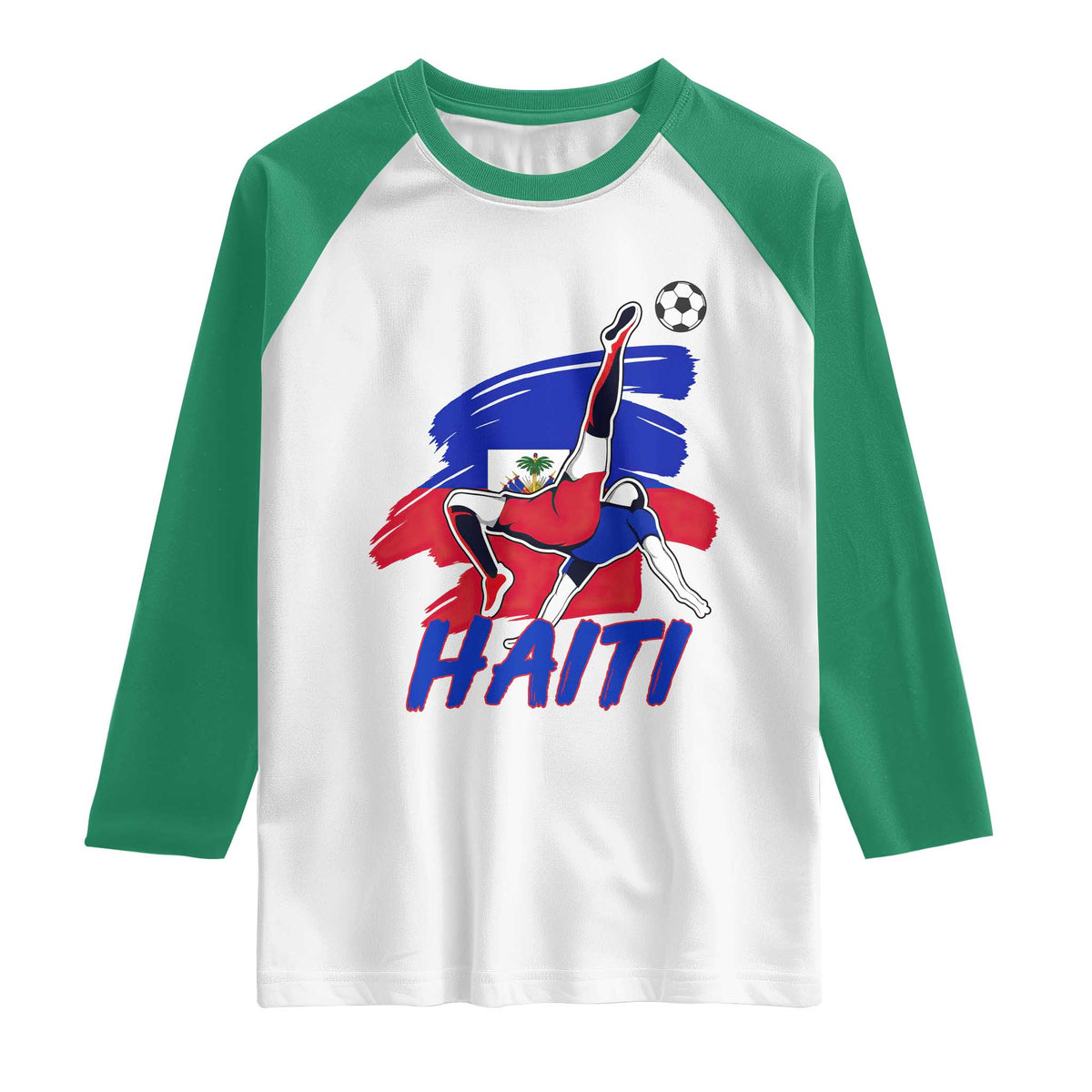 Caribbean Soccer Lover Gift Raglan Shirt Haitian Heritage Pride