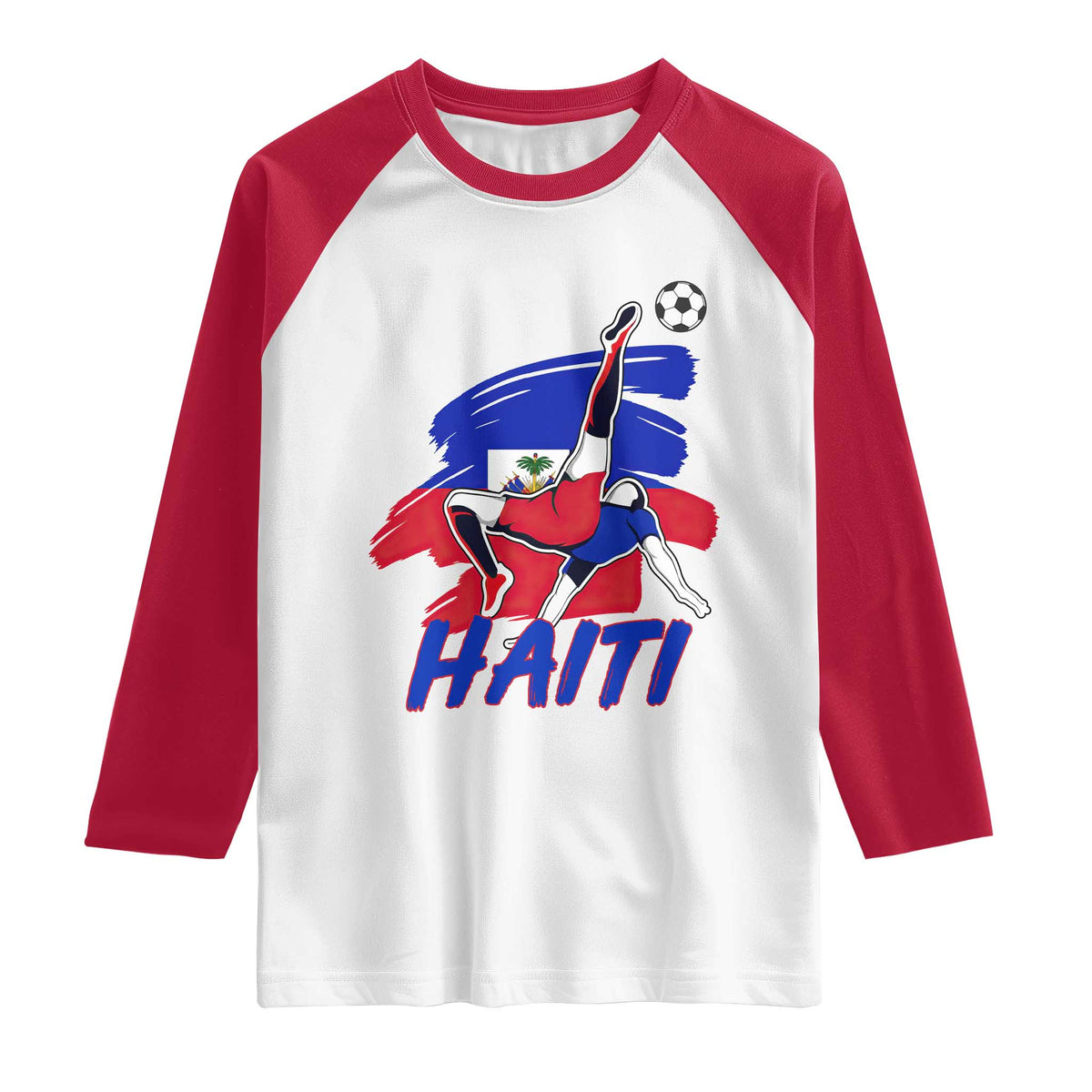 Caribbean Soccer Lover Gift Raglan Shirt Haitian Heritage Pride