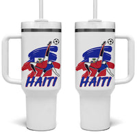 Caribbean Soccer Lover Gift Tumbler With Handle Haitian Heritage Pride