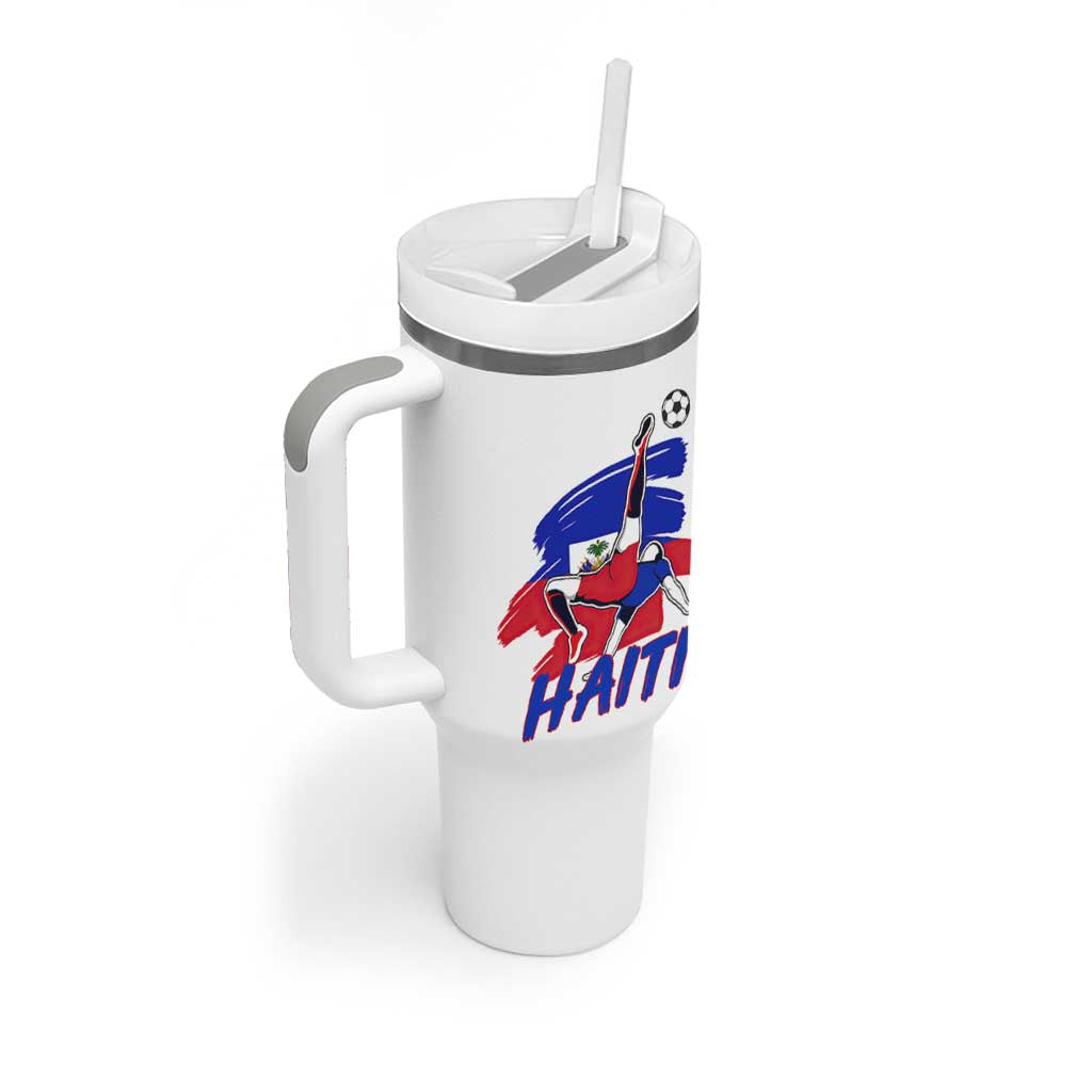 Caribbean Soccer Lover Gift Tumbler With Handle Haitian Heritage Pride