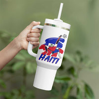 Caribbean Soccer Lover Gift Tumbler With Handle Haitian Heritage Pride
