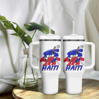Caribbean Soccer Lover Gift Tumbler With Handle Haitian Heritage Pride