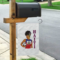 Haitian Soccer Fan Girl Garden Flag Ayiti Heritage Pride Football Lover