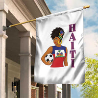 Haitian Soccer Fan Girl Garden Flag Ayiti Heritage Pride Football Lover