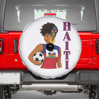 Haitian Soccer Fan Girl Spare Tire Cover Ayiti Heritage Pride Football Lover