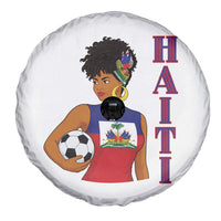 Haitian Soccer Fan Girl Spare Tire Cover Ayiti Heritage Pride Football Lover