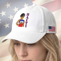 Haitian Soccer Fan Girl Baseball Cap Ayiti Heritage Pride Football Lover