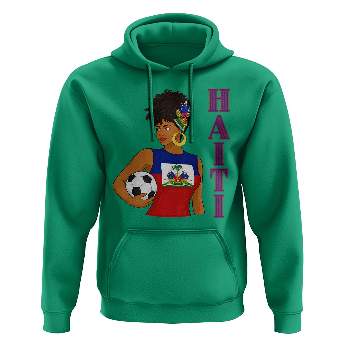 Haitian Soccer Fan Girl Hoodie Ayiti Heritage Pride Football Lover