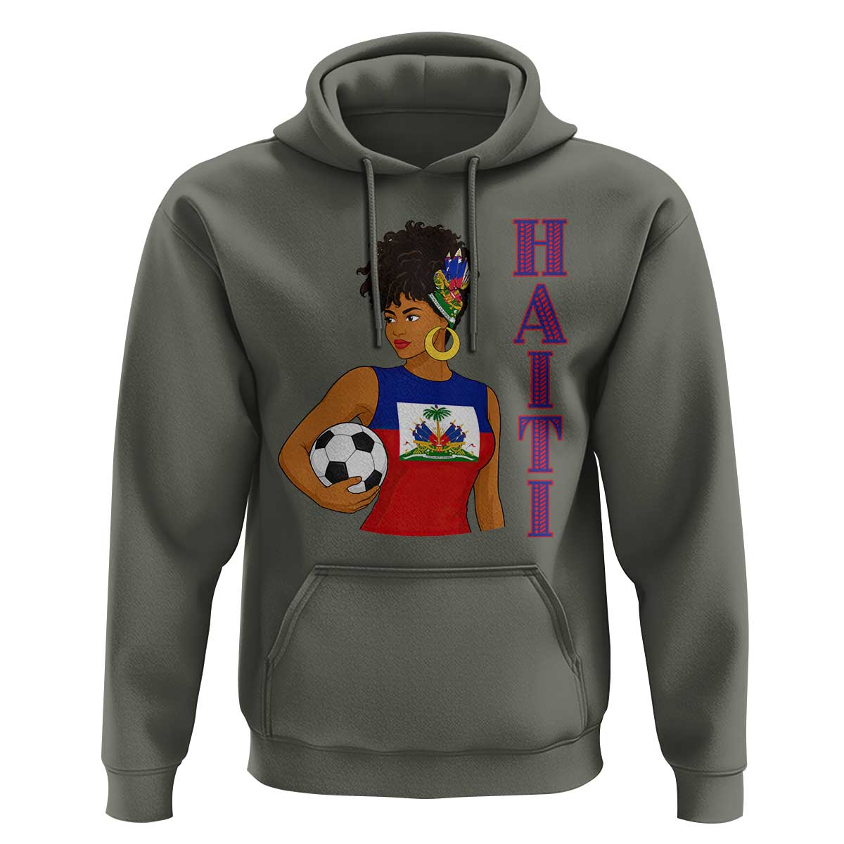 Haitian Soccer Fan Girl Hoodie Ayiti Heritage Pride Football Lover