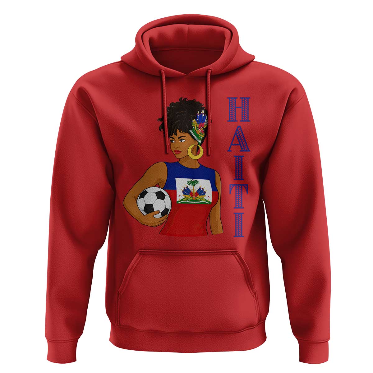 Haitian Soccer Fan Girl Hoodie Ayiti Heritage Pride Football Lover