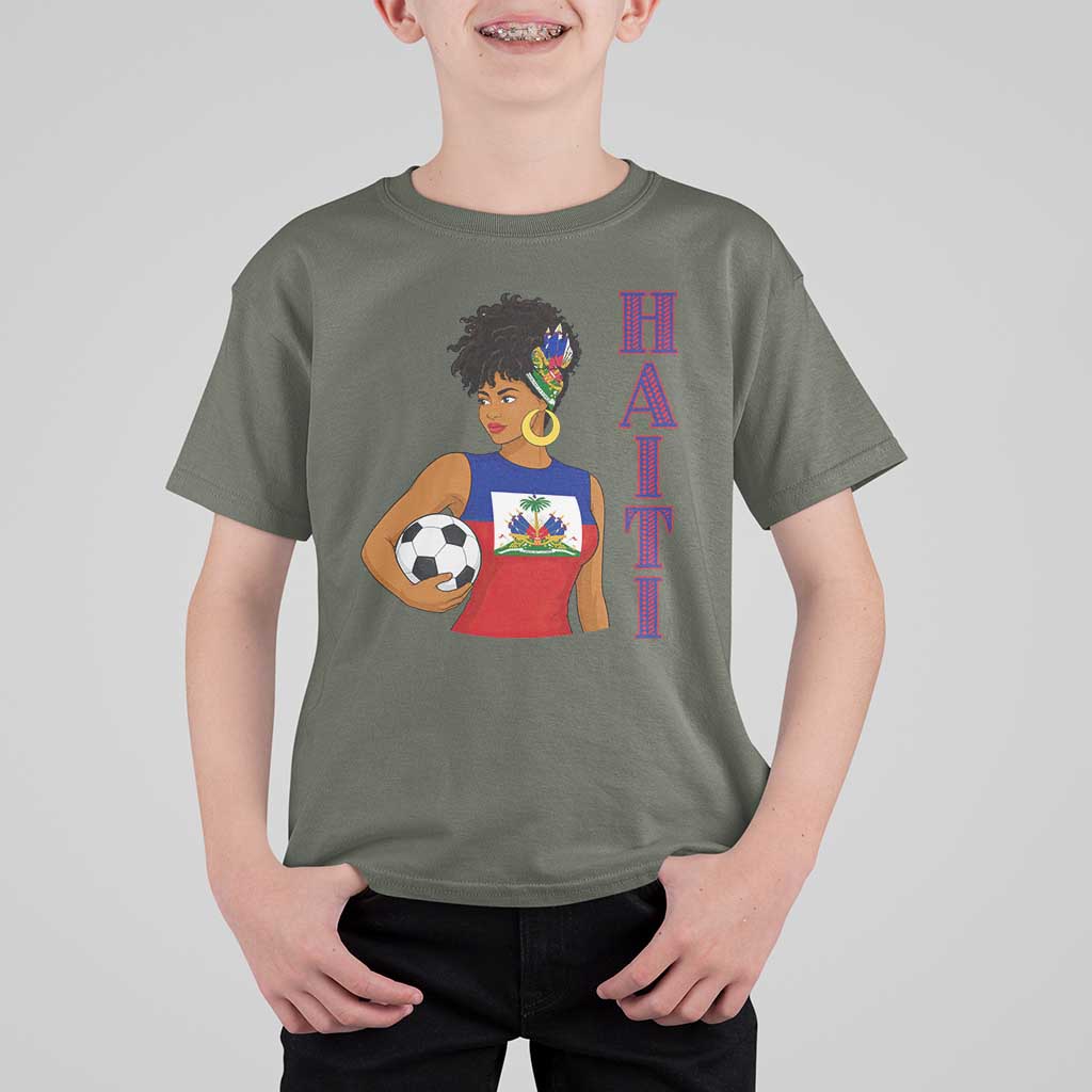 Haitian Soccer Fan Girl T Shirt For Kid Ayiti Heritage Pride Football Lover