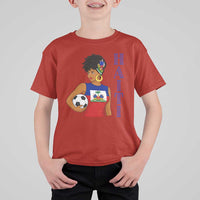 Haitian Soccer Fan Girl T Shirt For Kid Ayiti Heritage Pride Football Lover