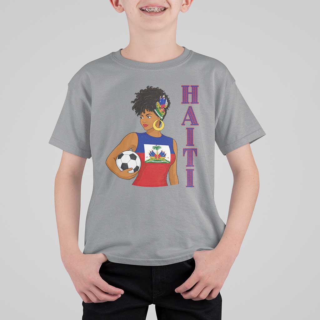Haitian Soccer Fan Girl T Shirt For Kid Ayiti Heritage Pride Football Lover