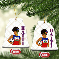 Haitian Soccer Fan Girl Ceramic Ornament Ayiti Heritage Pride Football Lover
