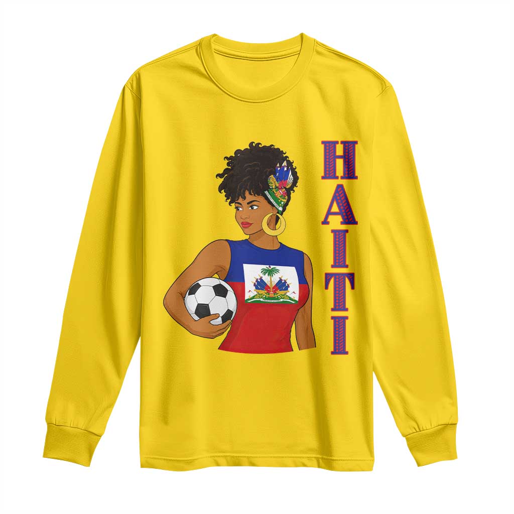 Haitian Soccer Fan Girl Long Sleeve Shirt Ayiti Heritage Pride Football Lover