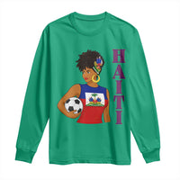 Haitian Soccer Fan Girl Long Sleeve Shirt Ayiti Heritage Pride Football Lover