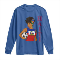 Haitian Soccer Fan Girl Long Sleeve Shirt Ayiti Heritage Pride Football Lover