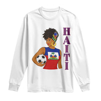 Haitian Soccer Fan Girl Long Sleeve Shirt Ayiti Heritage Pride Football Lover