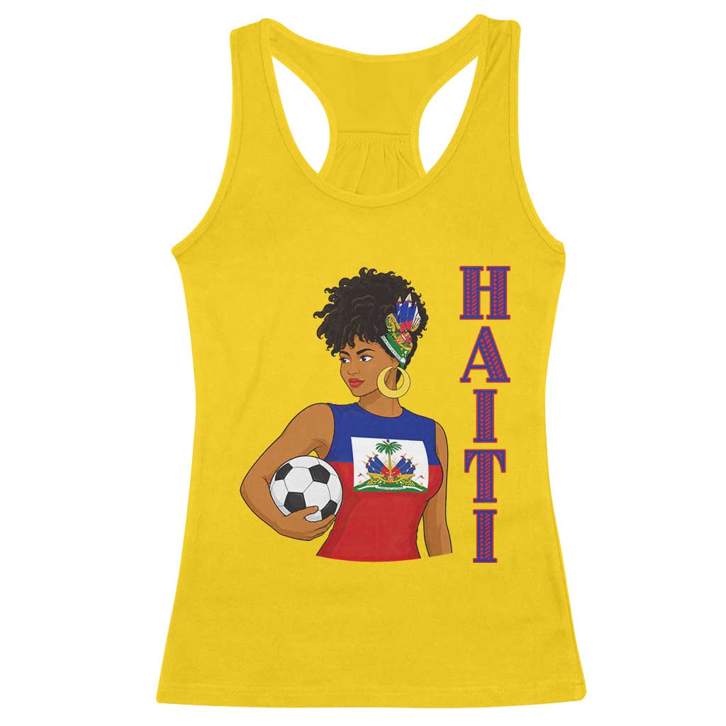 Haitian Soccer Fan Girl Racerback Tank Top Ayiti Heritage Pride Football Lover