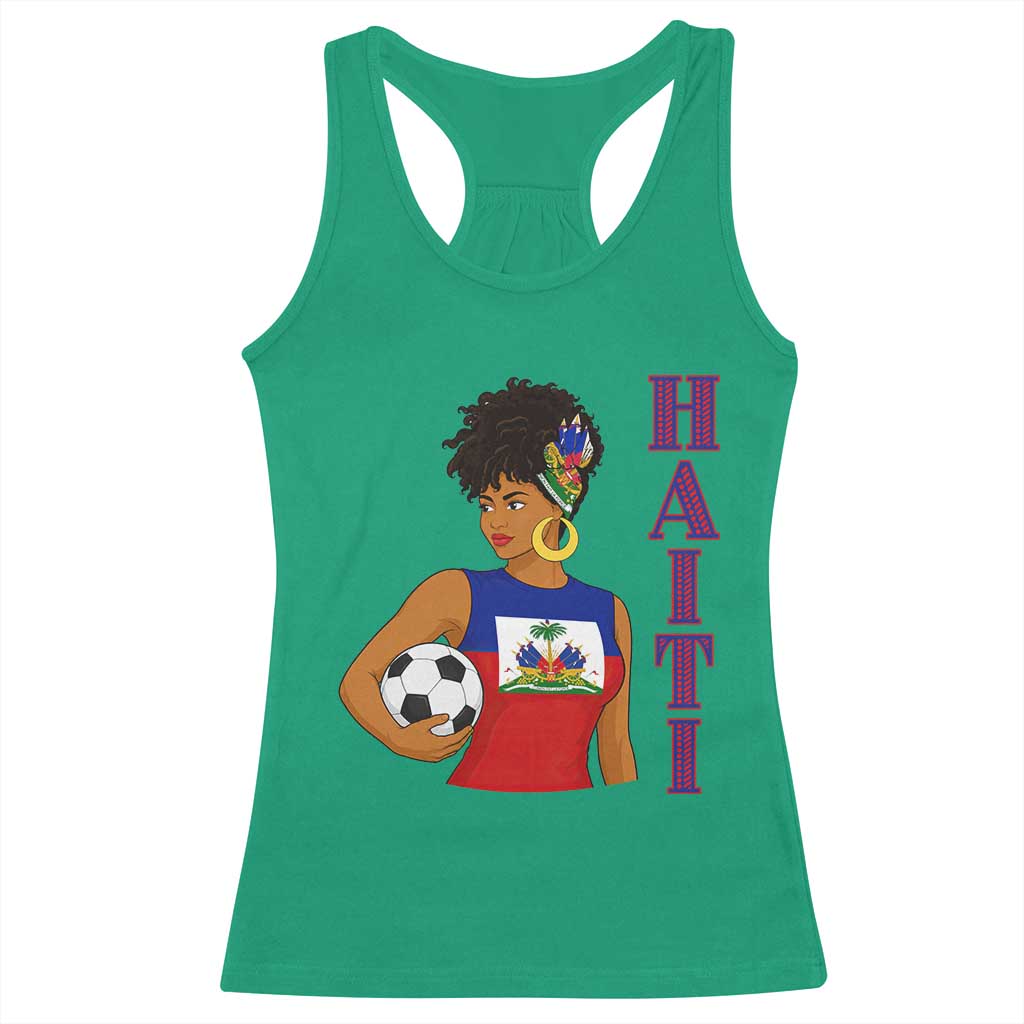 Haitian Soccer Fan Girl Racerback Tank Top Ayiti Heritage Pride Football Lover