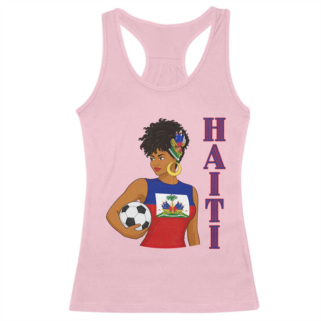 Haitian Soccer Fan Girl Racerback Tank Top Ayiti Heritage Pride Football Lover