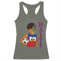 Haitian Soccer Fan Girl Racerback Tank Top Ayiti Heritage Pride Football Lover