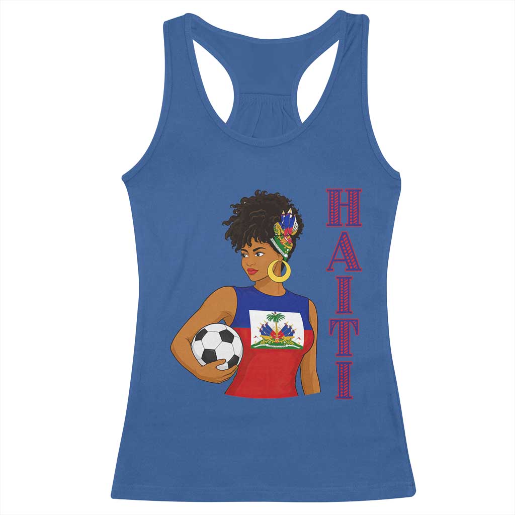 Haitian Soccer Fan Girl Racerback Tank Top Ayiti Heritage Pride Football Lover