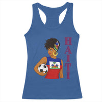 Haitian Soccer Fan Girl Racerback Tank Top Ayiti Heritage Pride Football Lover