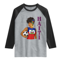 Haitian Soccer Fan Girl Raglan Shirt Ayiti Heritage Pride Football Lover