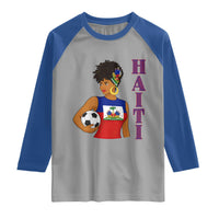 Haitian Soccer Fan Girl Raglan Shirt Ayiti Heritage Pride Football Lover