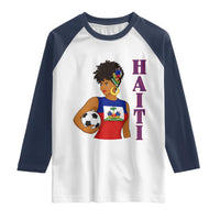 Haitian Soccer Fan Girl Raglan Shirt Ayiti Heritage Pride Football Lover