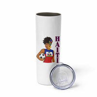 Haitian Soccer Fan Girl Skinny Tumbler Ayiti Heritage Pride Football Lover