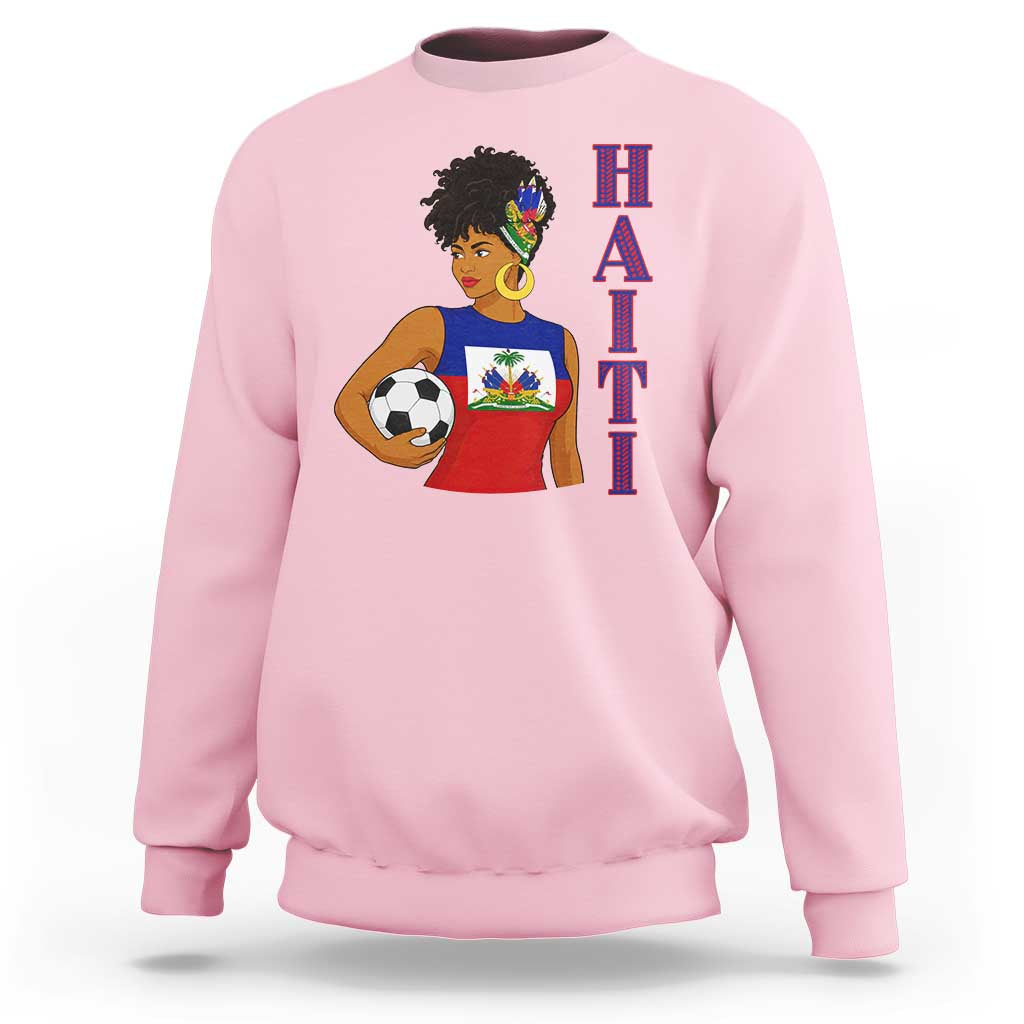 Haitian Soccer Fan Girl Sweatshirt Ayiti Heritage Pride Football Lover
